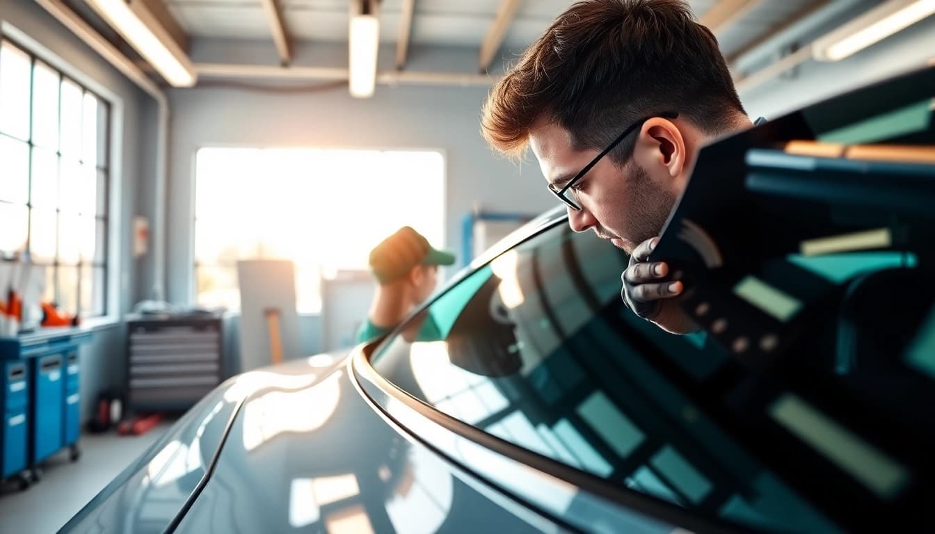 Transform your car's appearance with expert auto window tint near me services in an inviting garage.