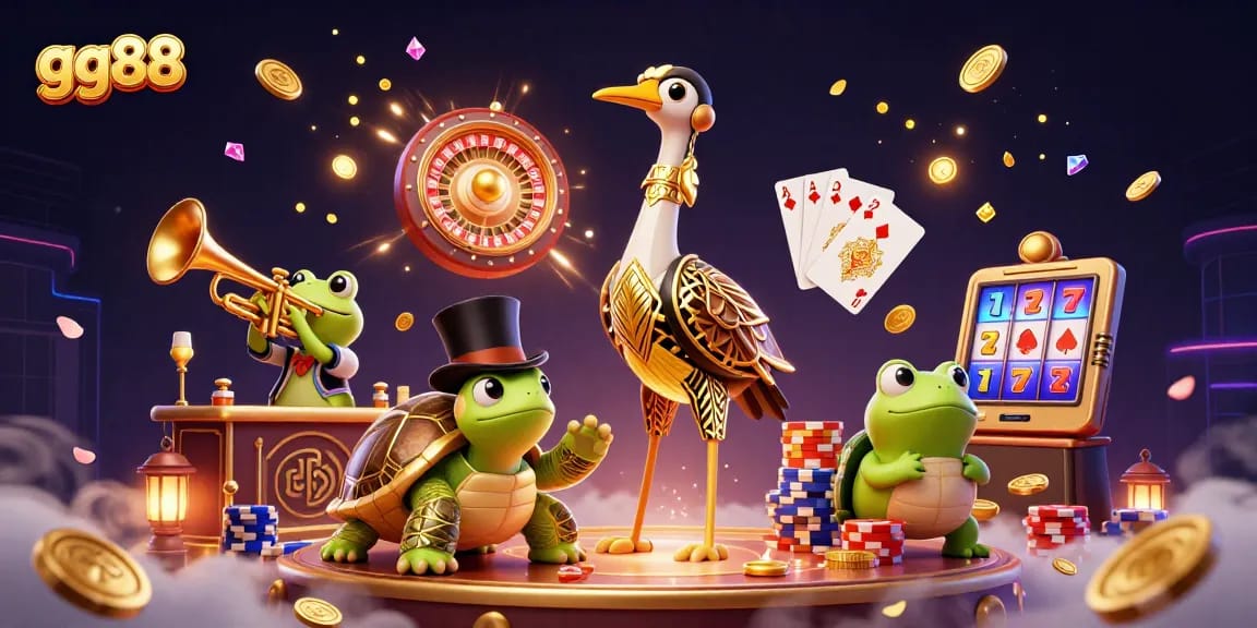 Experience winning at gg88 with a vibrant, energetic casino scene filled with games and excitement.