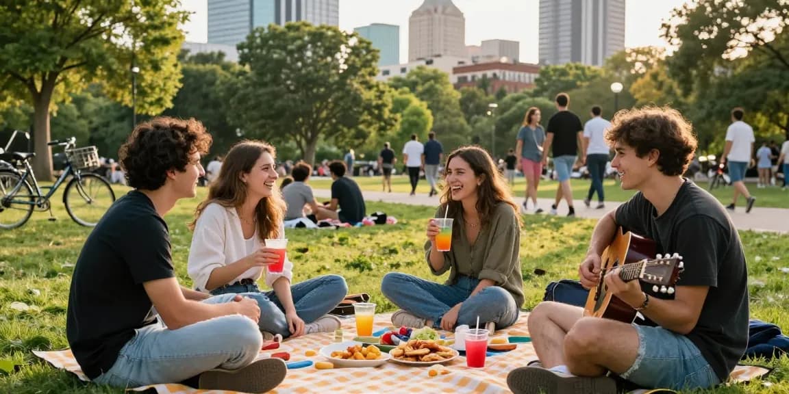 Friends enjoying a picnic in the park, capturing the essence of having a crush on someone.