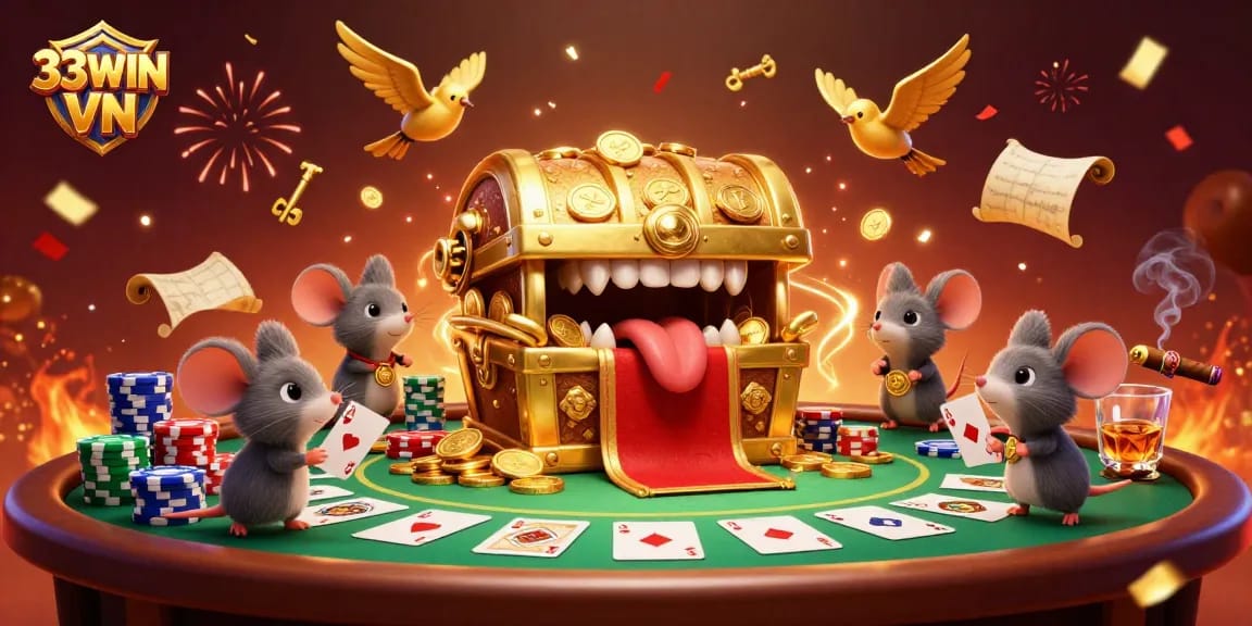 Experience thrilling wins at 33WIN VN with vibrant treasure-themed gambling action.