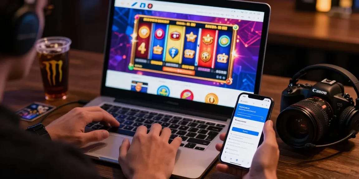 Engaging scene of a gamer enjoying credit card casinos with vibrant graphics and banking options.