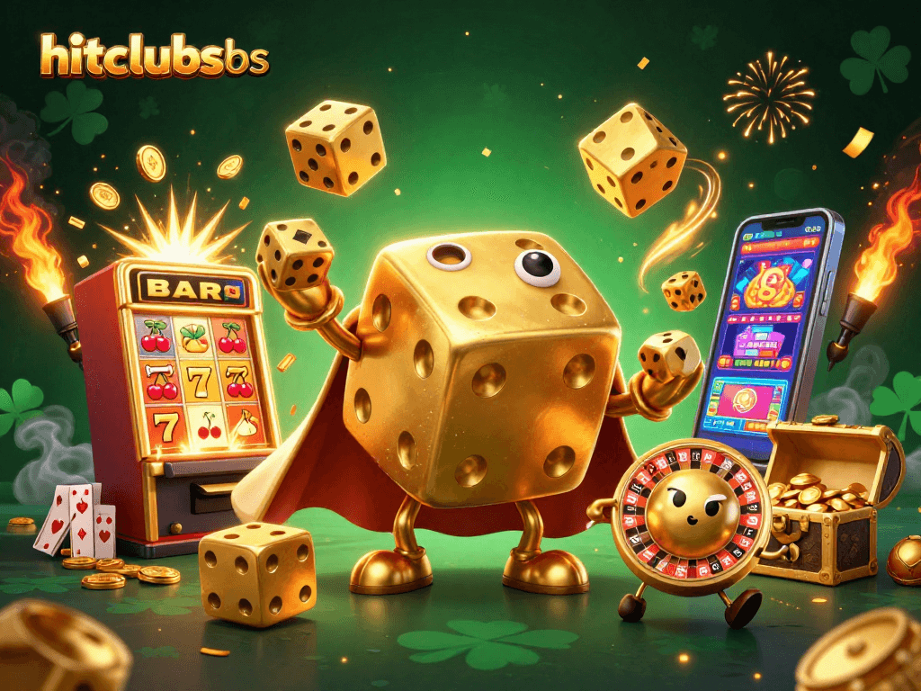 Engage in thrilling gameplay with hitclubsbs, featuring a dynamic scene of golden dice and a jackpot explosion.