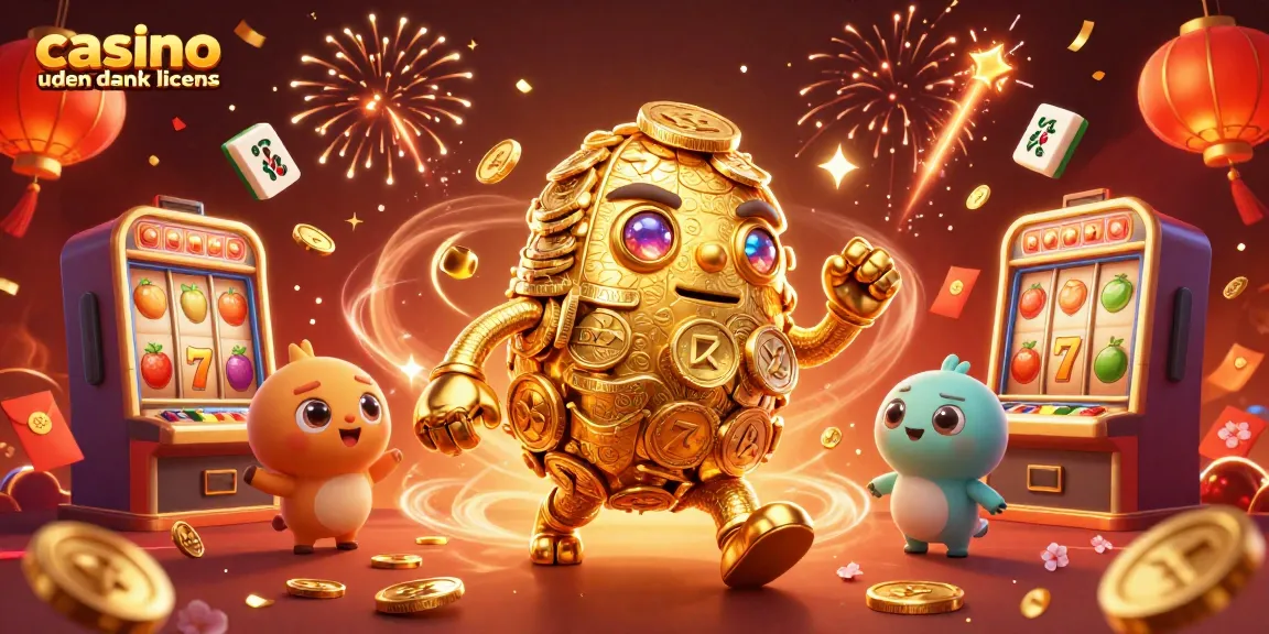 Experience exhilarating gaming at a casino uden dansk licens with golden golems and vibrant slot machines.