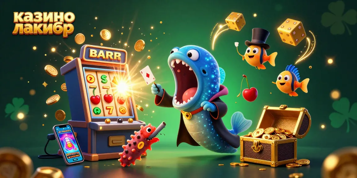 Experience the excitement at казино лакибир with a vibrant scene of cartoon sea creatures showcasing magic and casino games.