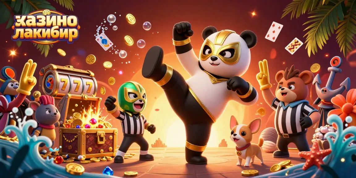 Experience excitement at казино лакибир with a thrilling 3D cartoon scene featuring dynamic characters and vibrant game elements.