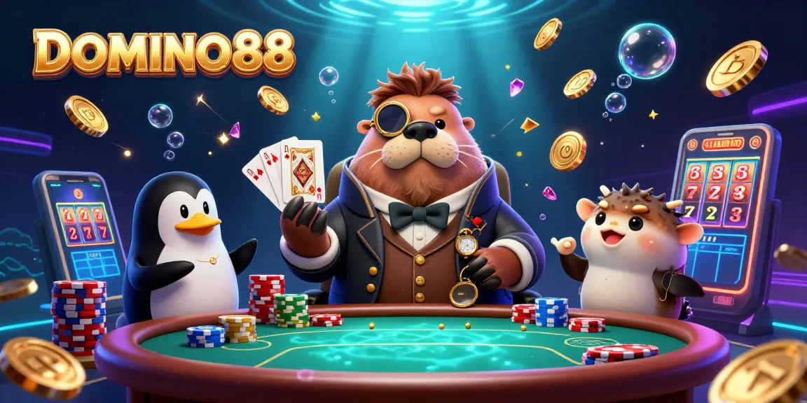 Experience the excitement of poker action with DOMINO88 as the jolly walrus bluffs at the underwater table.