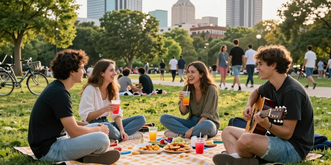 Friends enjoying a picnic in the park, capturing the essence of having a crush on someone.