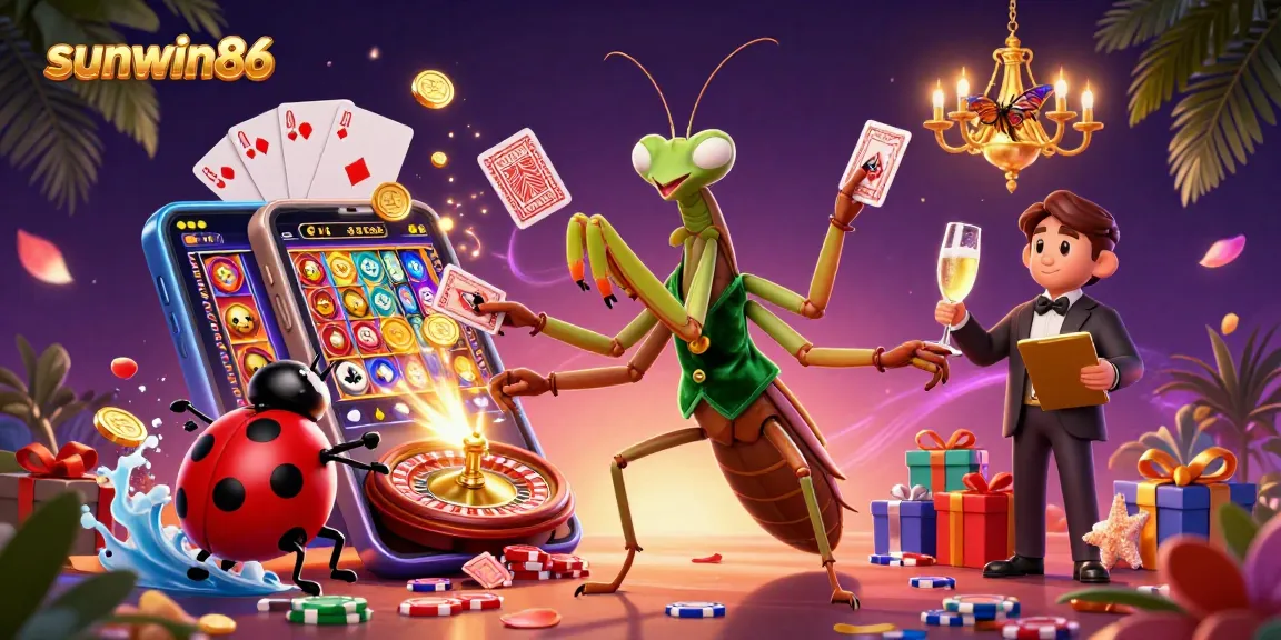Engage with sunwin86's vibrant casino scene featuring a mantis dealer and exciting games.
