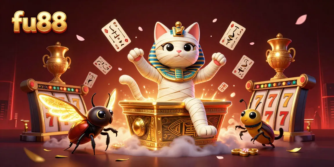 Experience thrilling gameplay at fu88 Casino featuring dynamic Egyptian-themed elements and captivating gold accents.