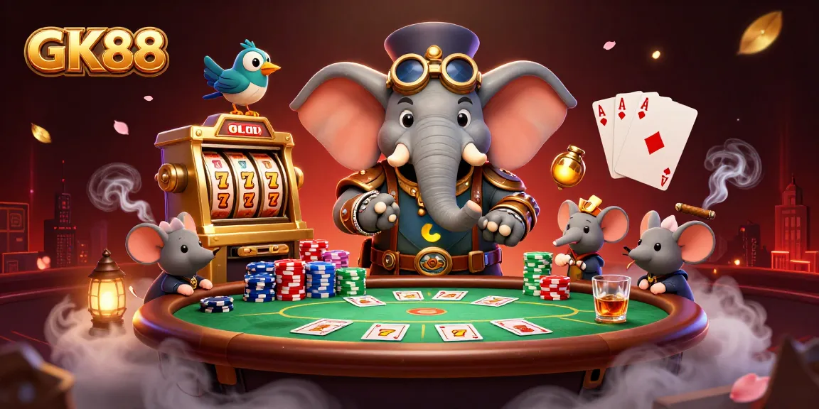 Spin and win at GK88's exhilarating slots with our lively steampunk scene filled with action.