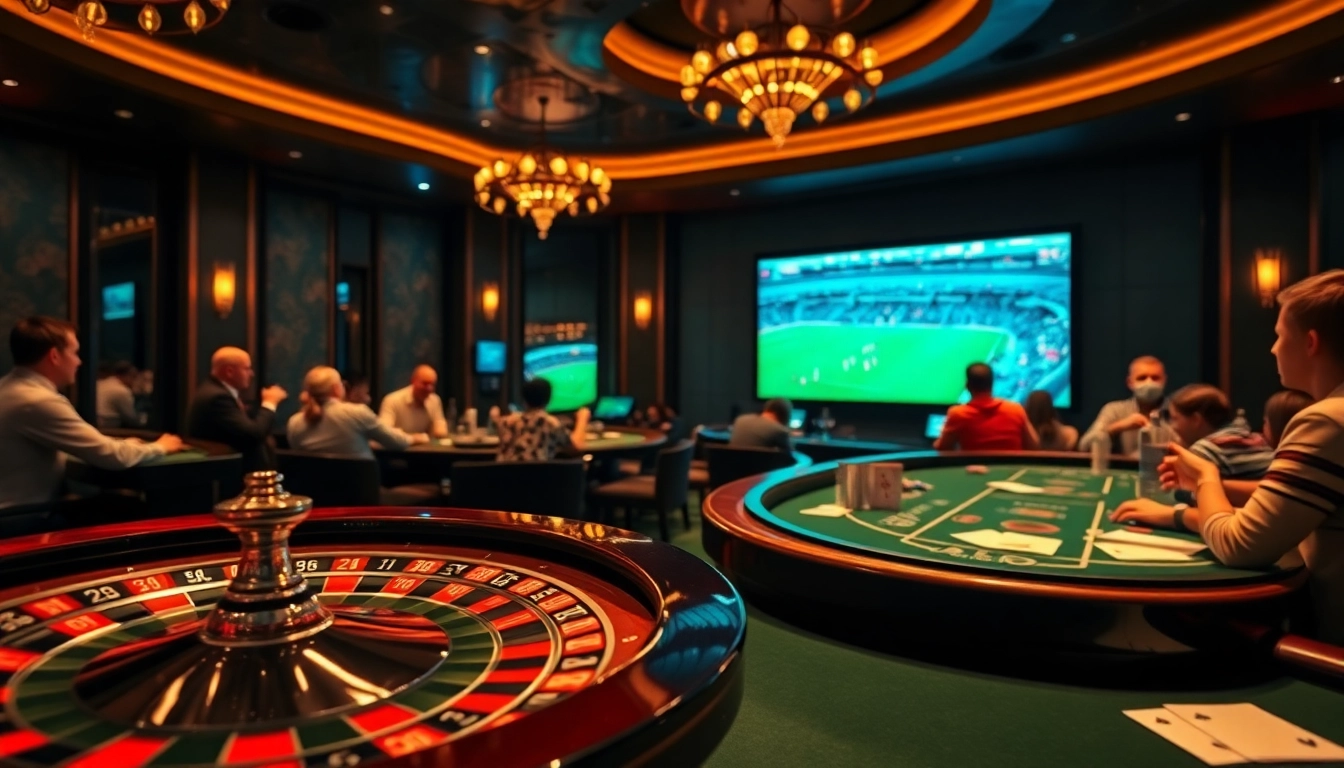 Experience thrilling trực tiếp bóng đá action in a lively casino atmosphere with engaging viewers.