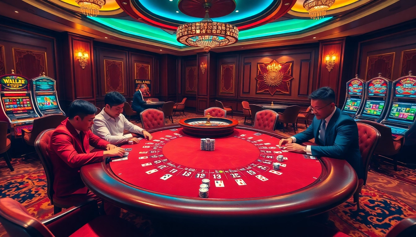 Experience the excitement of gambling at WALA88 with vibrant casino visuals and professional players.