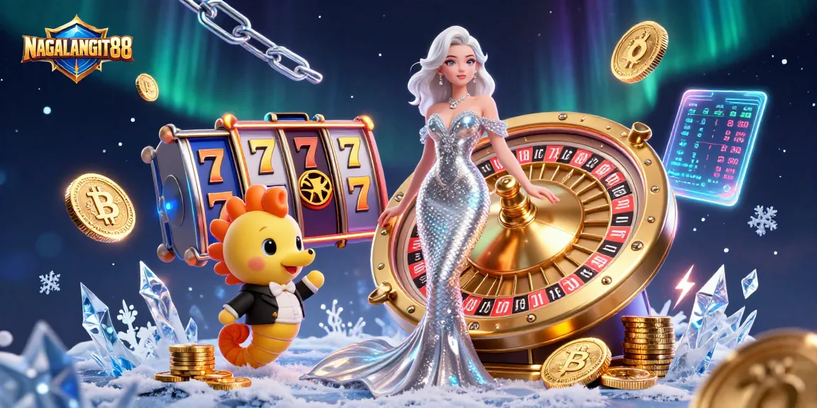 NAGALANGIT88 celebrates thrilling casino wins with vibrant 3D illustration showcasing roulette and slot elements.