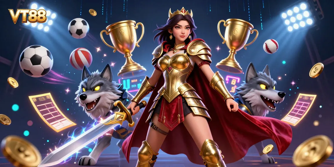 VT88 engages players in a thrilling casino battle featuring sports elements and a warrior queen.