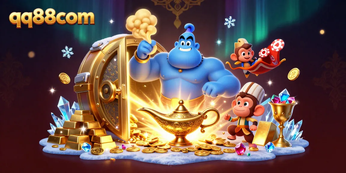 Win big with qq88com's exciting online casino games featuring colorful characters and vibrant casino elements.