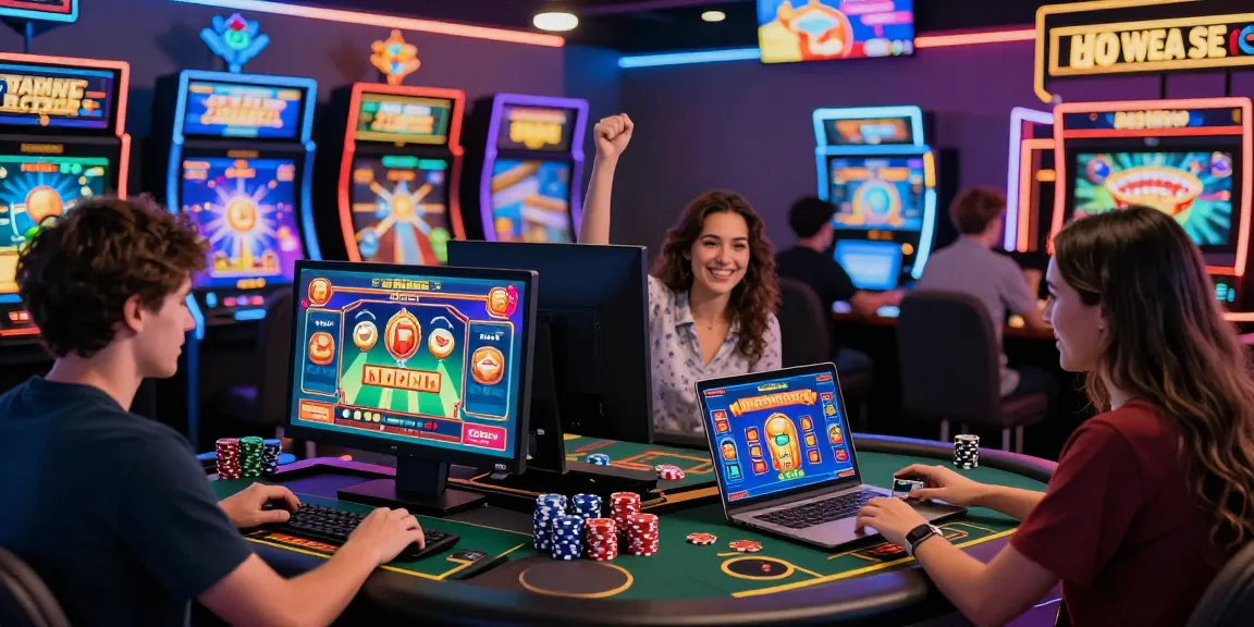 Exciting gaming atmosphere at credit card casinos highlighting diverse players enjoying games at https://eviz.org.uk, showcasing vibrant graphics and celebrating wins.