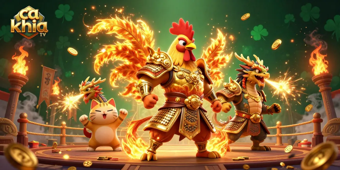 Experience the thrill of ca khia tv, where the fighting rooster warrior and dragon hatchling dominate the arena with golden sparks and betting tokens.