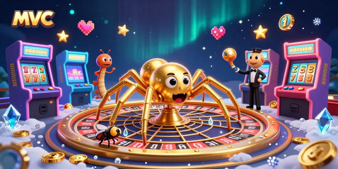 Betting nervously at mvc's golden spider roulette while colorful games surround the scene.